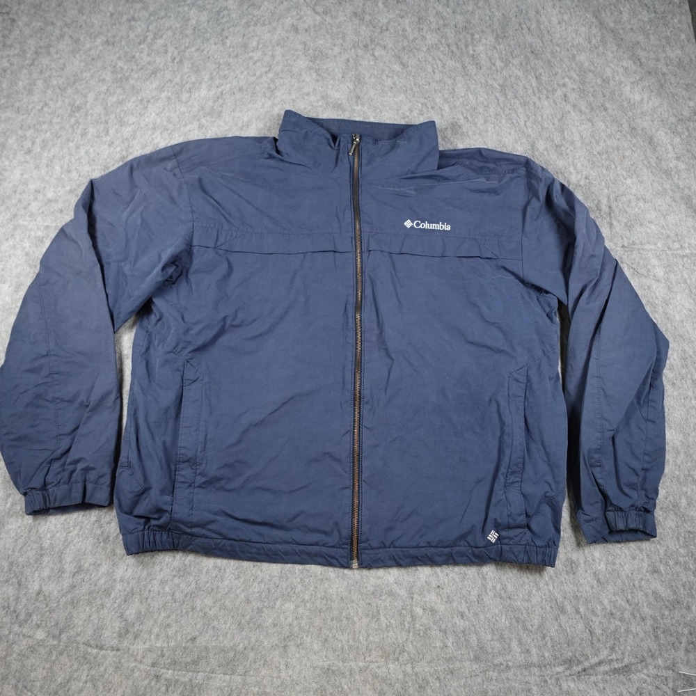 Columbia Jacket Mens Extra Large Blue Full Zip Lightweight Windbreaker Coat